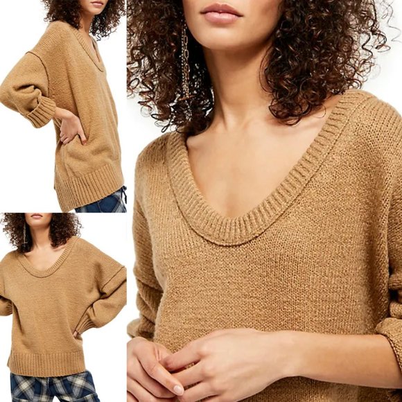 NEW Free People Brookside Tunic Sweater Camel $128 - Picture 6 of 10